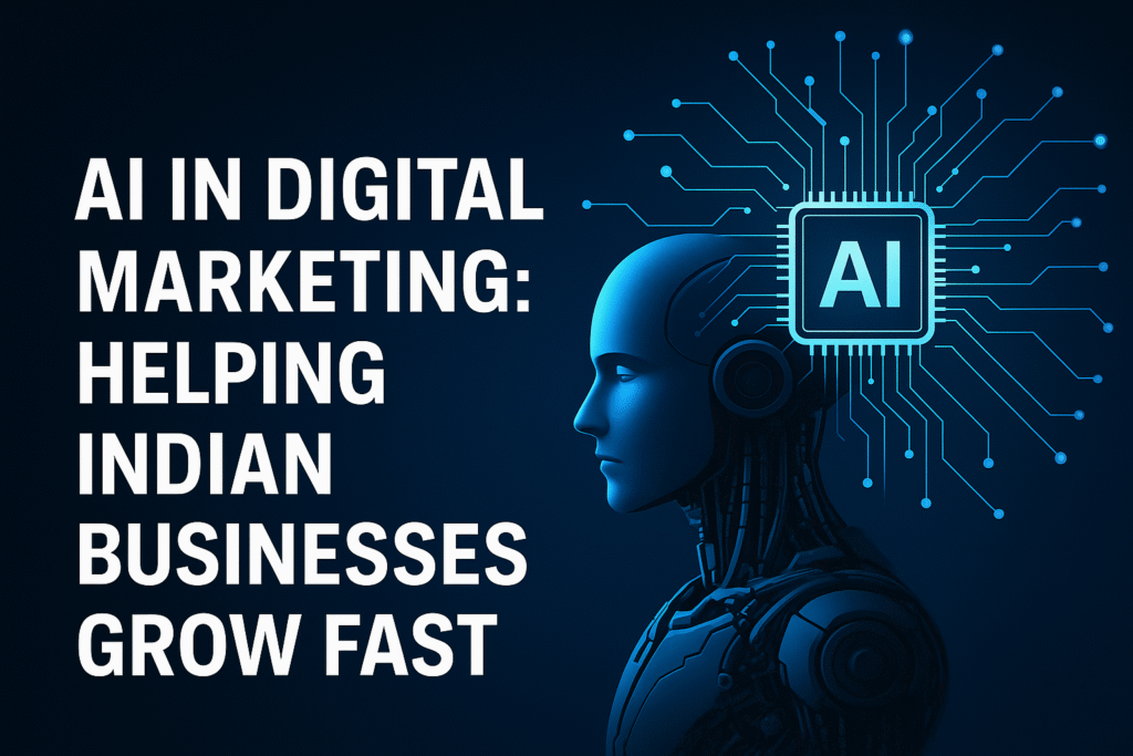 Robot with AI chip representing ai for digital marketing automation and intelligence